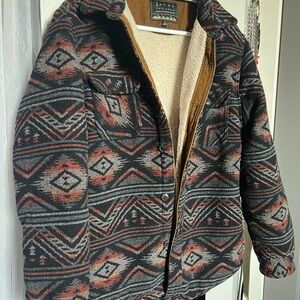 Jachs Men's Patterned Sherpa-Lined Jacket - Black & Rust